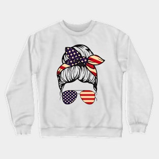 American Mom With Sunglasses Crewneck Sweatshirt